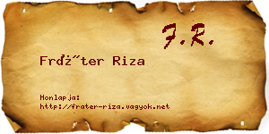 Fráter Riza névjegykártya